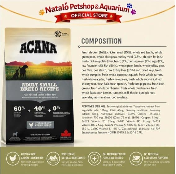 Acana Small Breed Adult Grain Free 340GR Dry Dog Food - Makanan Kering Anjing Dewasa Ras Kecil Tinggi Protein - High Protein Mini Super Premium 340 GR - gambar 4