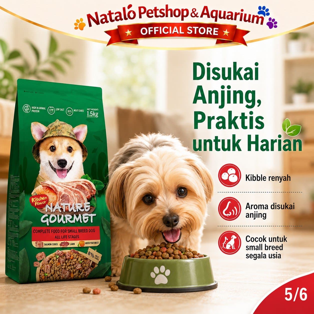 Kitchen Flavor Nature Gourmet Complete Food for Small Breed Dog Lamb All Life Stages 1.5KG - Makanan Anjing Semua Umur Rasa Domba 1.5 KG - gambar 5