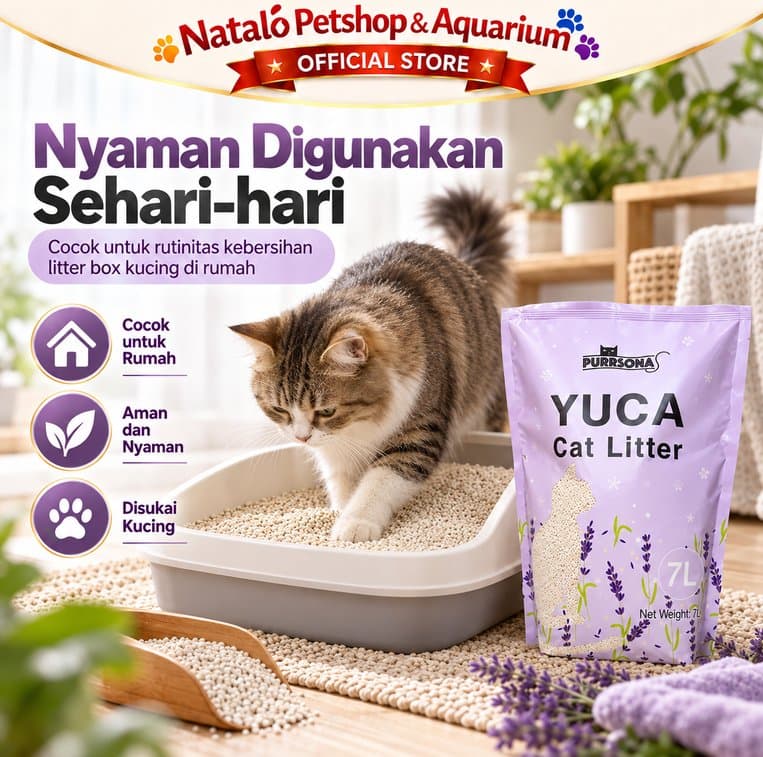 YUCA Cassava Cat Litter 7L Pasir Kucing Singkong Gumpal Cepat Menggumpal Pengurang Bau Pasir Kucing 7 Liter by Purrsona - gambar 5