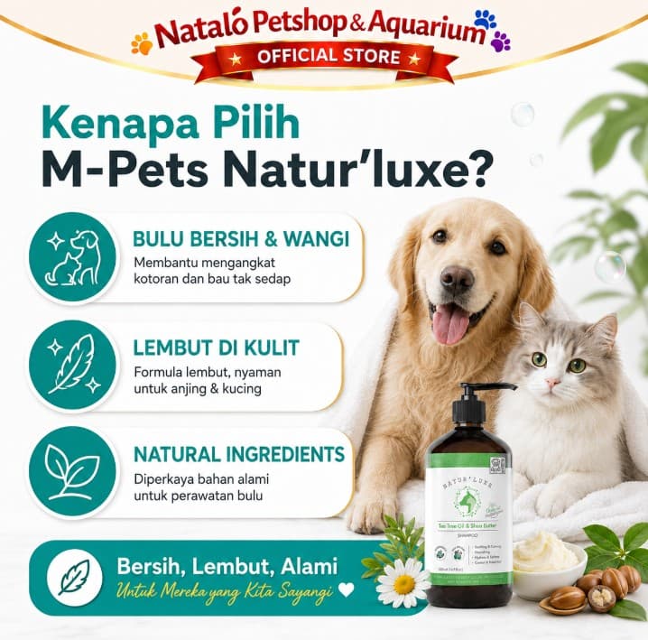 M-Pets Natur'luxe Shampoo 500ML for Cat and Dog Sampo untuk Kucing dan Anjing - gambar 2