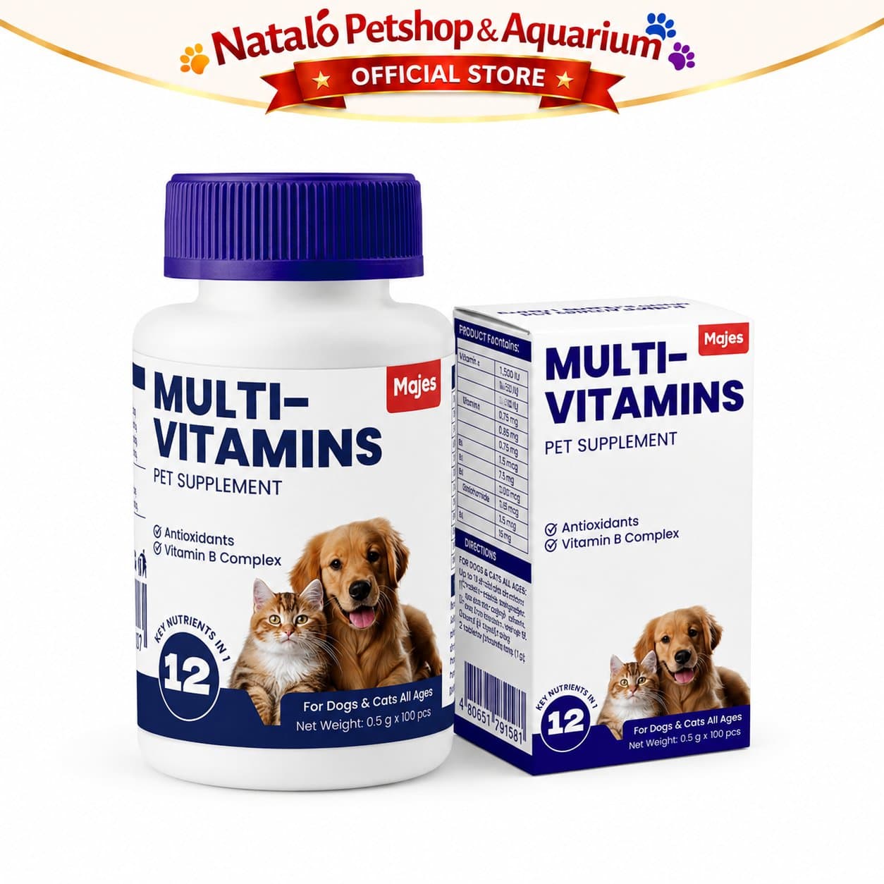 MAJES Multi-Vitamins isi 100 Tablets / Multivitamin Pet Supplements - Vitamin Kucing dan Anjing - gambar 6