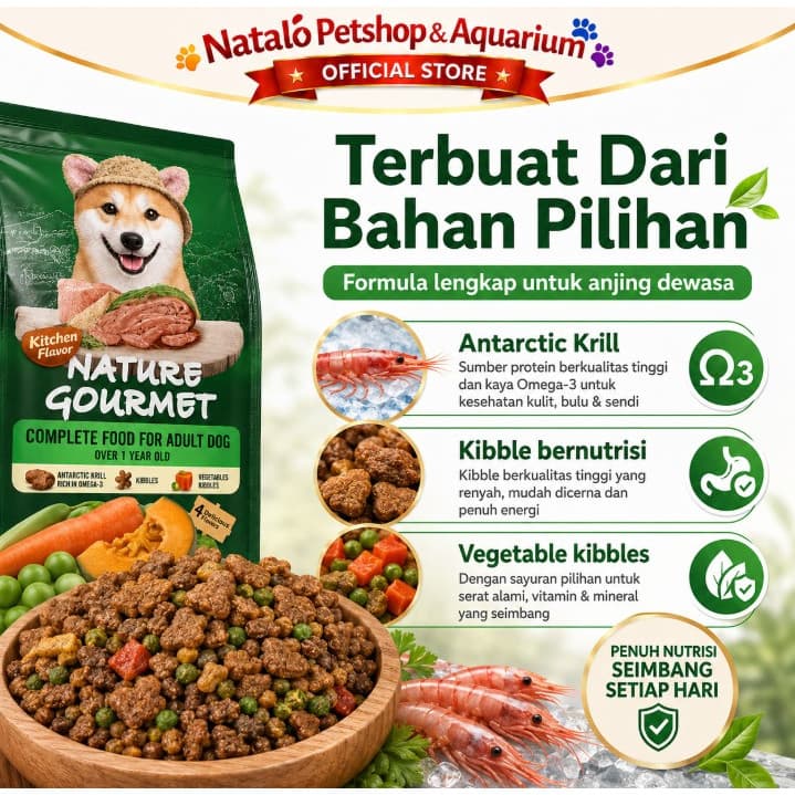 Kitchen Flavor Nature Gourmet Complete Dog Food for Small Breed Adult 10KG - Makanan Kering Anjing Dewasa Ras Kecil Mini 10 KG - gambar 5