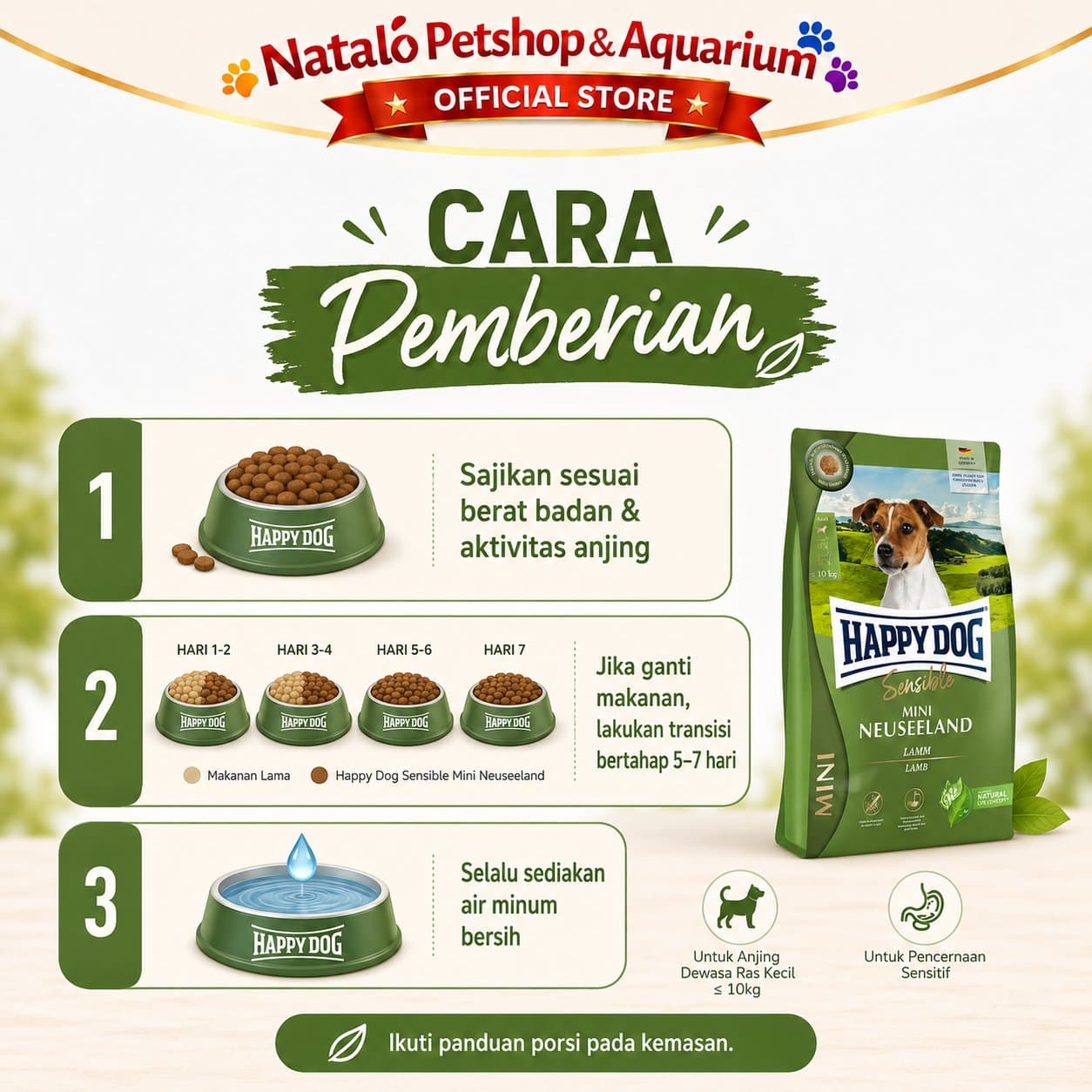 Happy Dog Sensible Mini Neuseeland Lamb 10KG Small Breed Adult Dog Food - Makanan Anjing Dewasa Rasa Domba Ras Mini Irland Super Premium 10 KG - gambar 3