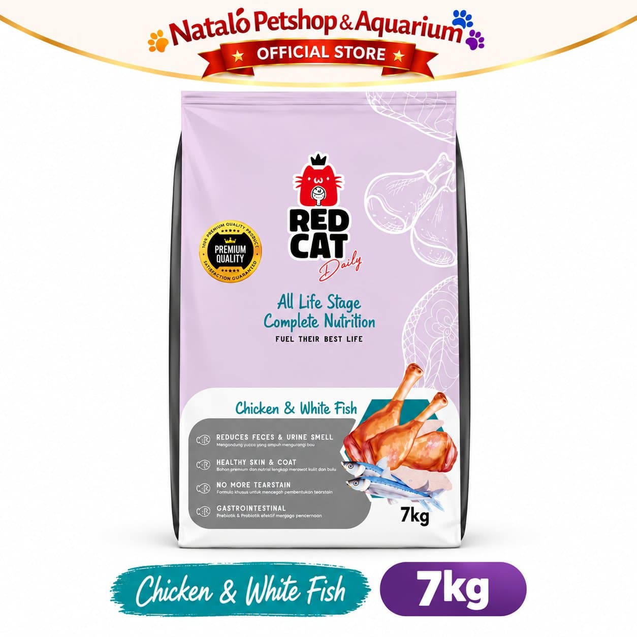 Red Cat Complete Nutrition 7KG All Life Stages Dry Cat Food Chicken & White Fish - Makanan Kucing Semua Tahap Usia / Umur 7 KG  - Premium Quality - gambar 6