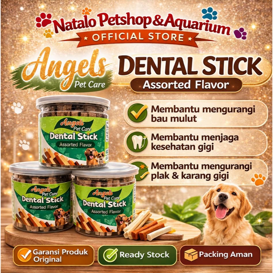Angels Pet Care Dental Stick 220GR - Snack Gigit Anjing Chew for Dog untuk Gigit Bersih Karang Gigi - gambar 1