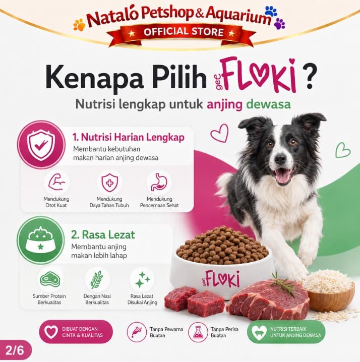 Floki Dog Food 15KG Adult Beef - Lamb and Rice Dry Premium Makanan Kering Anjing Dewasa - gambar 2