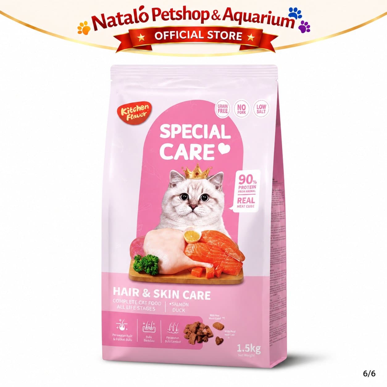 Kitchen Flavor Special Care Hair & Skin Care 1.5KG All Life Stages - Makanan Kucing Semua Umur untuk Bulu dan Kulit 1.5 KG - gambar 6