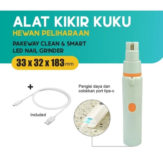 Mesin Pengasah / Alat Kikir Kuku Hewan Kucing Anjing Kelinci - M-Pets Pakeway Clean & Smart Pet LED Nail Grinder / Pembersih Pemotong Kuku Aman Bersih Rapi - gambar 1
