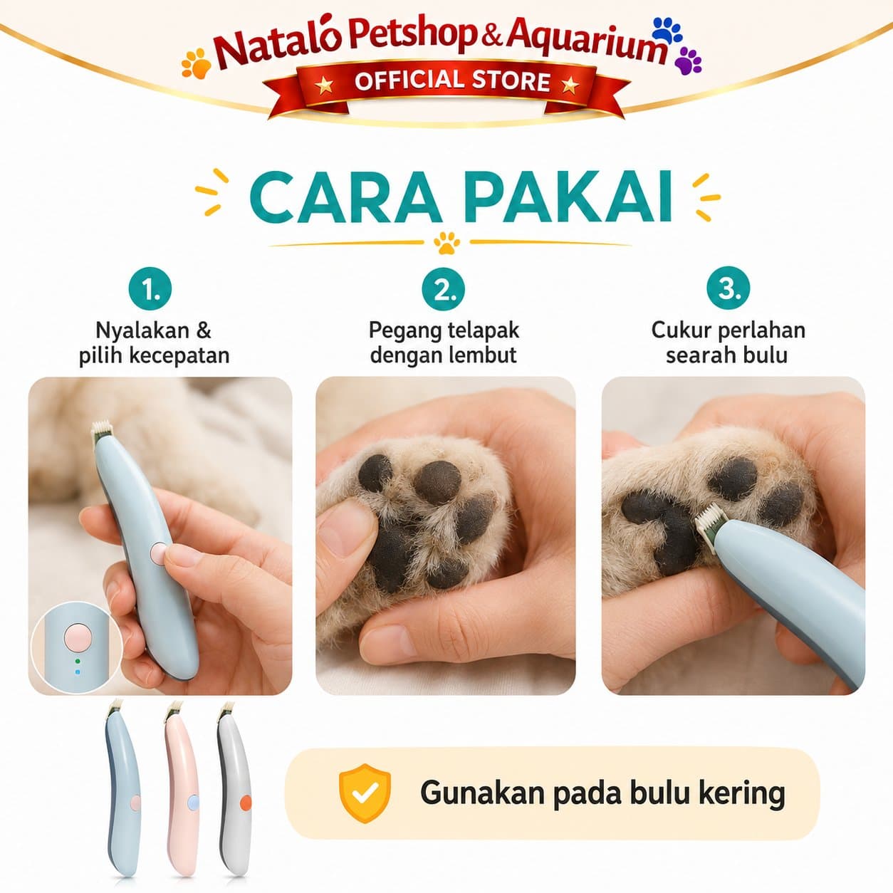 Mesin Cukur Bulu Telapak Kaki Hewan Peliharaan - Pakeway Quiet Electric Pet Hair Paw Trimmer - gambar 4