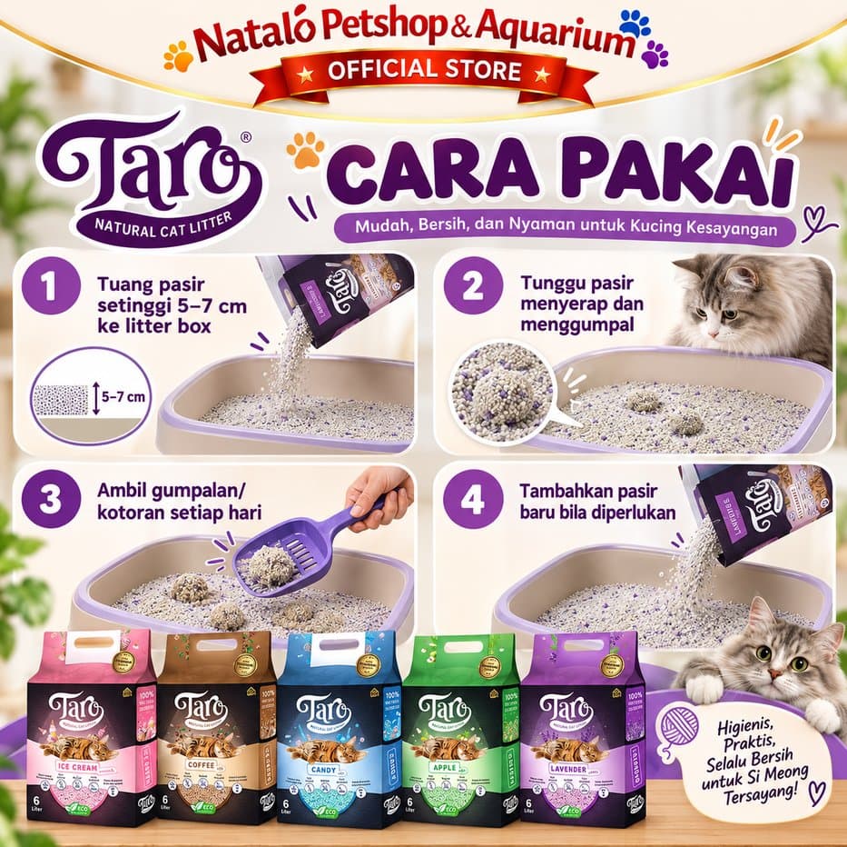 TARO SOYA per DUS isi 6 PCS Cat Litter 6LT Tofu Clump 6 LT - Pasir Kucing terbuat dari Tahu Anti Debu - Gumpal Maximal Lembut Nyaman 6L 6 Liter Wangi - gambar 3