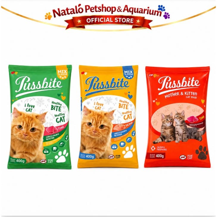 Pussbite Mother & Kitten / Adult Tuna & Salmon Dry Cat Food 400GR - Makanan Ibu Anak dan Kucing Dewasa 400 GR - gambar 6