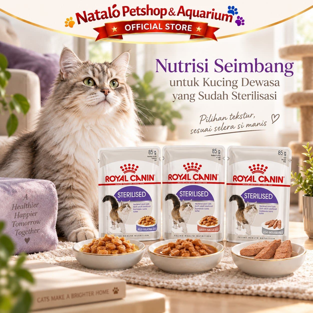Royal Canin Sterilised 85GR Pouch Adult Wet Cat Food Sterilized Gravy Jelly Loaf - Makanan Basah Saset Kucing Dewasa 85 GR - gambar 5