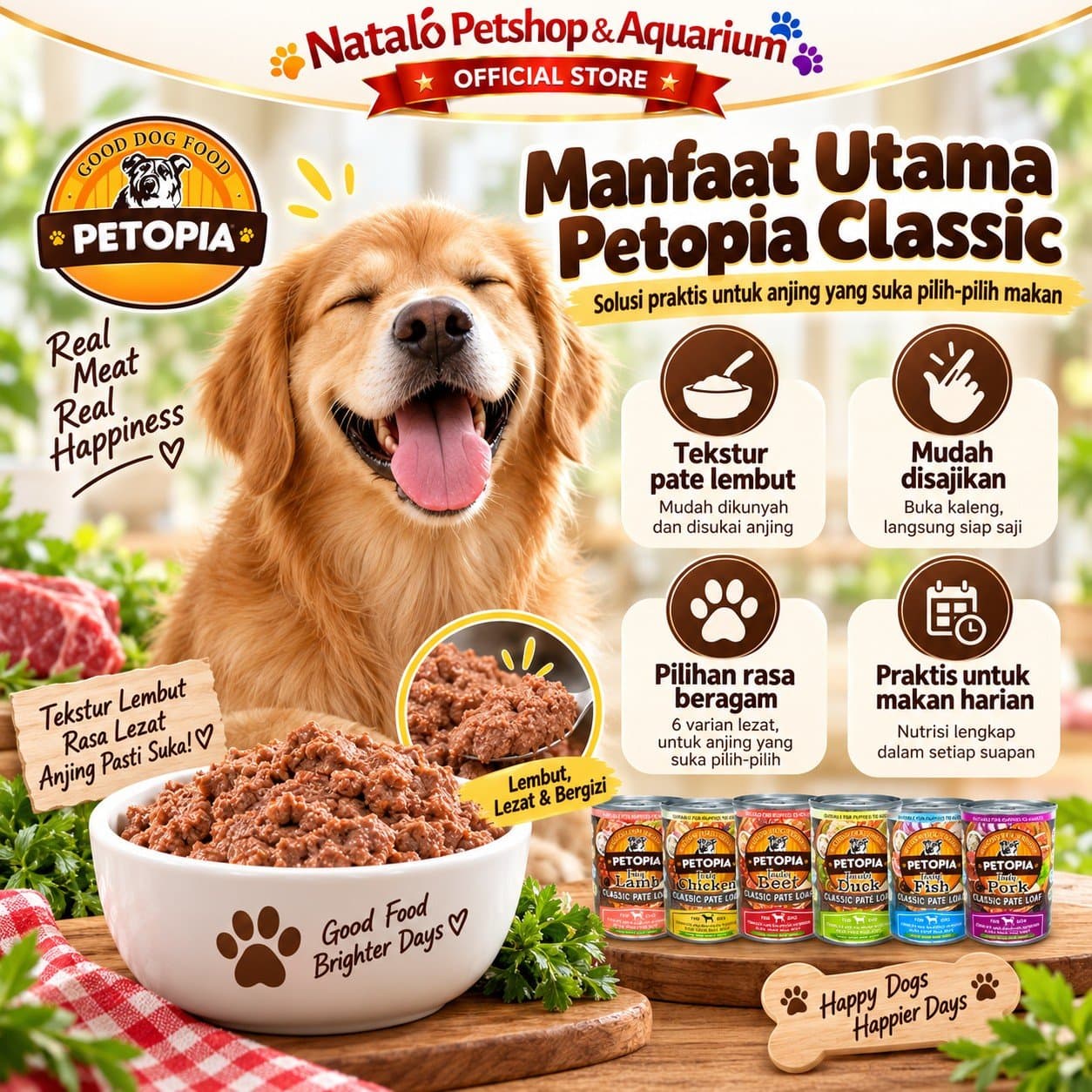 Petopia Classic Pate Loaf 1 DUS (24pcs x 380gr) All Life Stages Wet Dog Food  - Makanan Basah Kaleng Anjing untuk Semua Tahap Usia / Umur - gambar 2