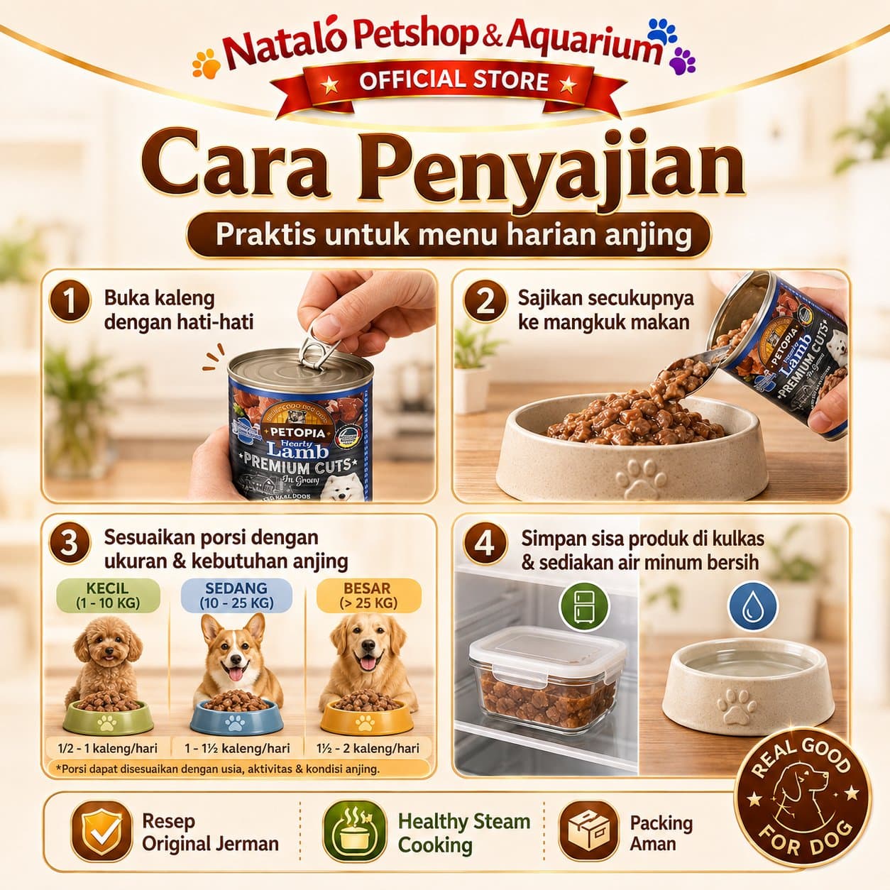 Petopia Premium Cuts in Gravy Dog Wet Food 415GR -  Makanan Basah Kaleng Anjing 415 GR - gambar 3