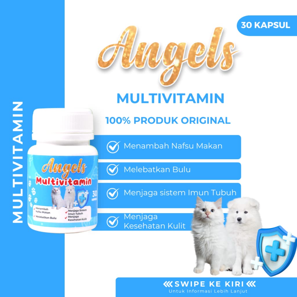 Angels Multivitamin isi 30 Capsul Hewan Kucing Anjing Bulu Imun Tubuh Vitamin Supplemen Kapsul - gambar 1