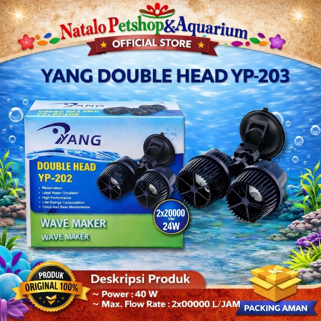 YANG YP-203 Wave Maker Double - Mesin YP 203 Pembuat Arus Ombak Air Aquarium Kolam Aquascape