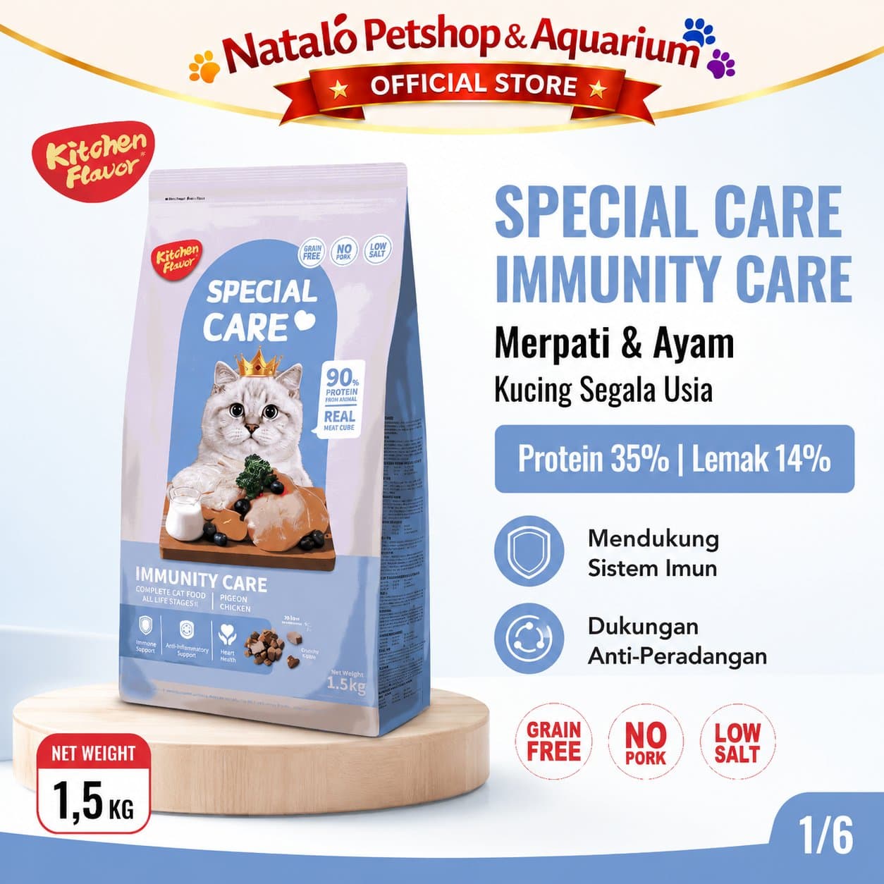 Kitchen Flavor Special Care Immunity Care 1.5KG All Life Stages - Makanan Kucing untuk Daya Tahan Tubuh - gambar 1