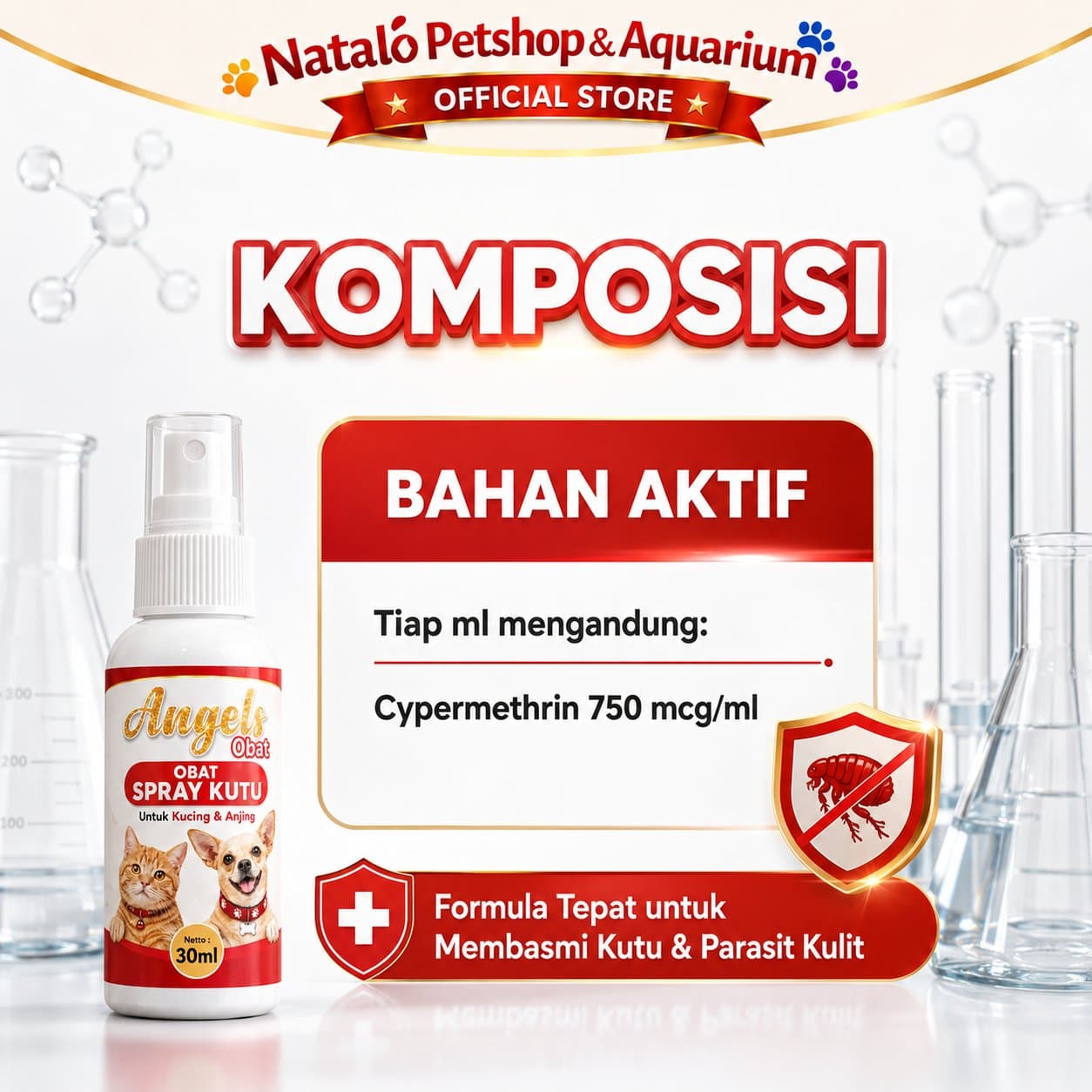 Angels Obat Kutu Hewan 30ML Spray Kucing Anjing Semprot Anti Flea & Tick Tungau Parasit - gambar 4