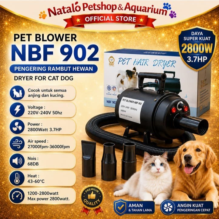 Pengering Bulu Hewan Kucing Anjing NBF 902 Pet Blower Hair Dryer for Cat Dog NBF902 Rambut Kering Anabul - gambar 1