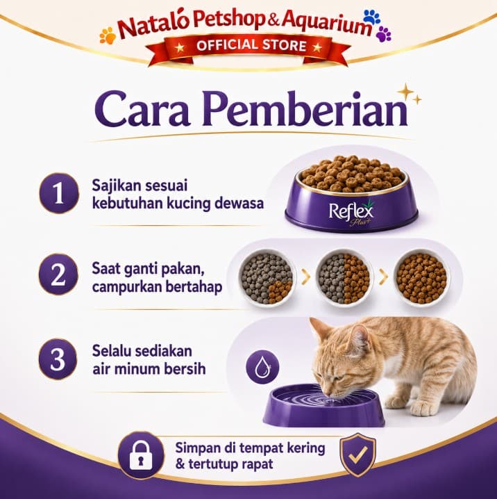 Reflex Plus Adult Cat Hair & Skin Coat Care 1.5KG - Makanan Super Premium Kucing untuk Kulit dan Bulu Lebat - gambar 3