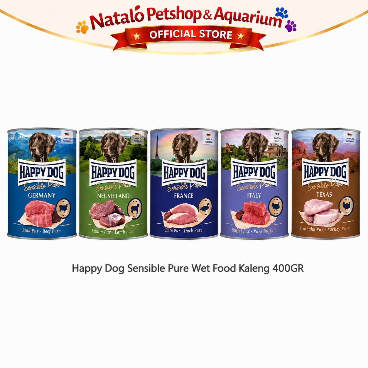 Happy Dog Sensible Pure Canned Adult Dog Wet Food 400GR - Makanan Basah Anjing Dewasa 400 GR - Germany / Neuseeland / Texas / France / Italy - Beef / Lamb / Turkey / Duck / Buffalo - gambar 6