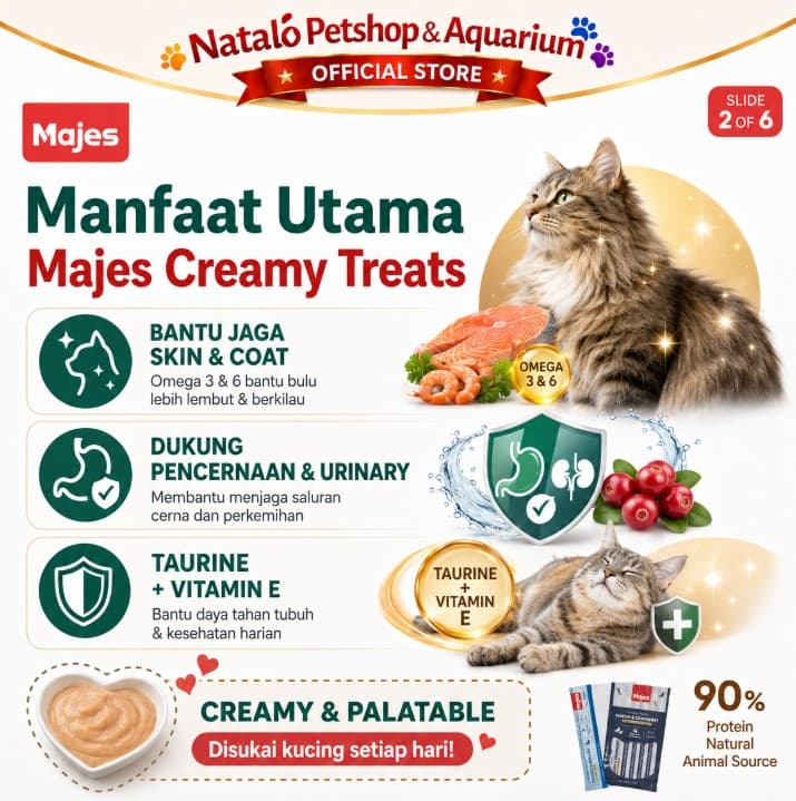MAJES Creamy Cat Treats - Snack Makanan Basah Kucing 1pack 5x12Gr - gambar 2