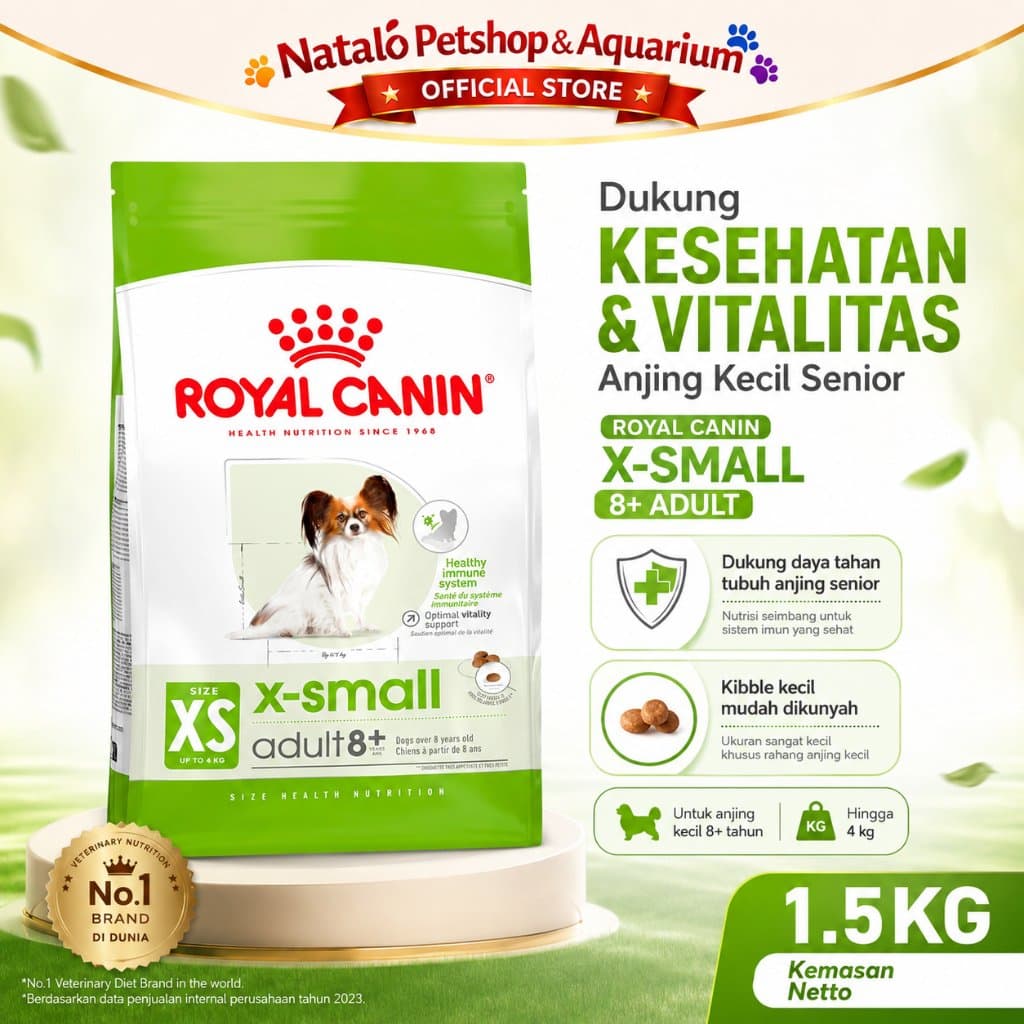 Royal Canin X-Small Adult 8+ Senior Dog Food 1.5KG - Makanan Anjing Tua Ras Mini XS 1.5 KG - gambar 1