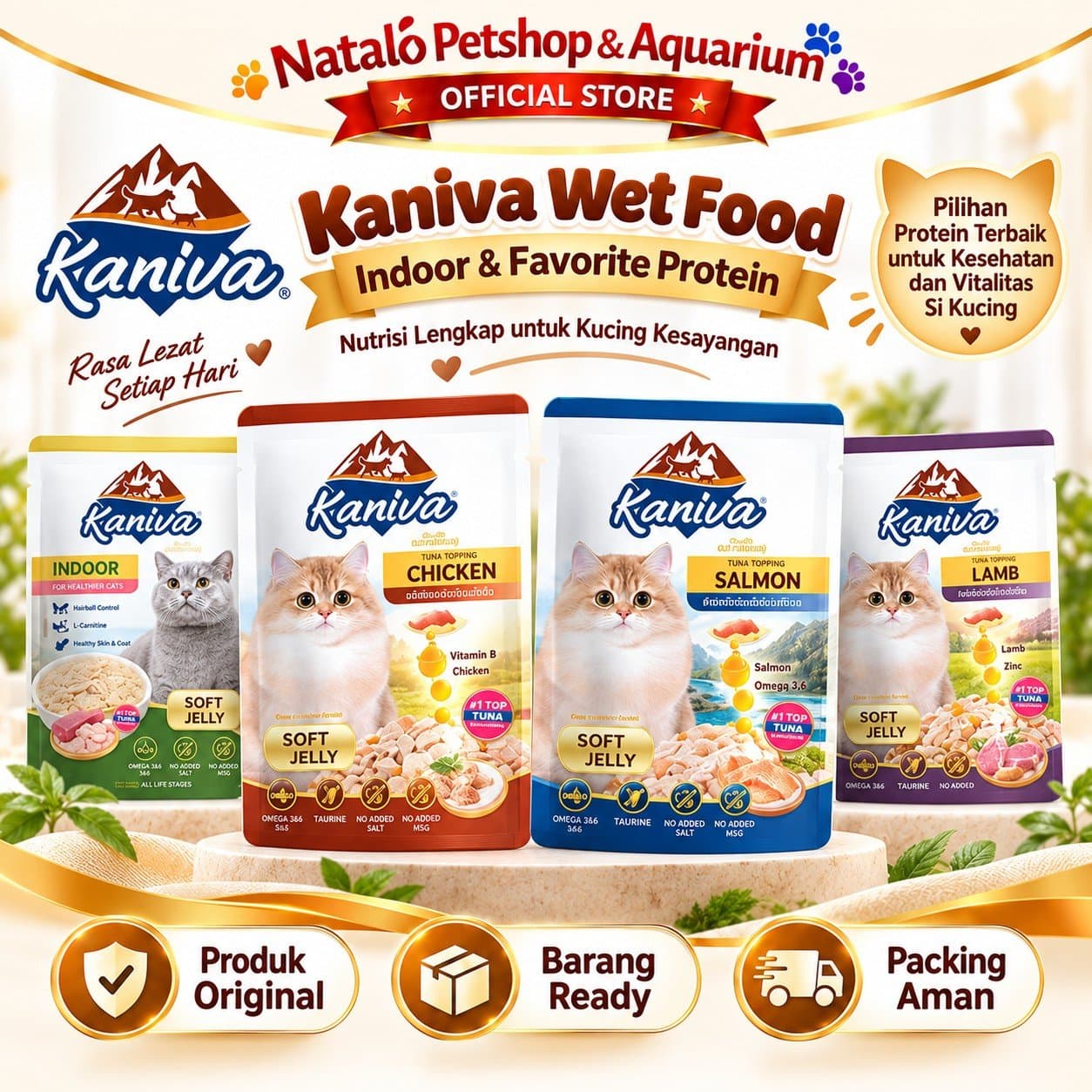 Kaniva Pouch 70GR Premium Wet Cat Food - Daging Makanan Basah Kucing Saset Sachet 70 GR Tuna Chicken Indoor Lobster Gravy Jelly Shrimp Shirasu Scallop Katsuobushi - gambar 3