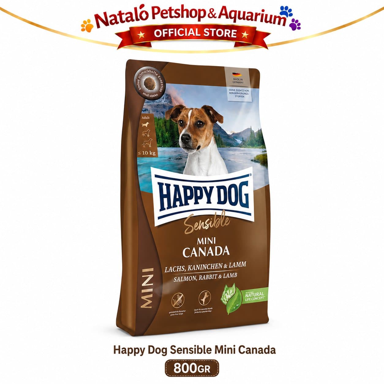 Happy Dog Sensible Mini Canada 800GR Salmon Rabbit Lamb / Grain Free - Makanan Anjing Dewasa Ras Kecil Super Premium 800 GR - gambar 6