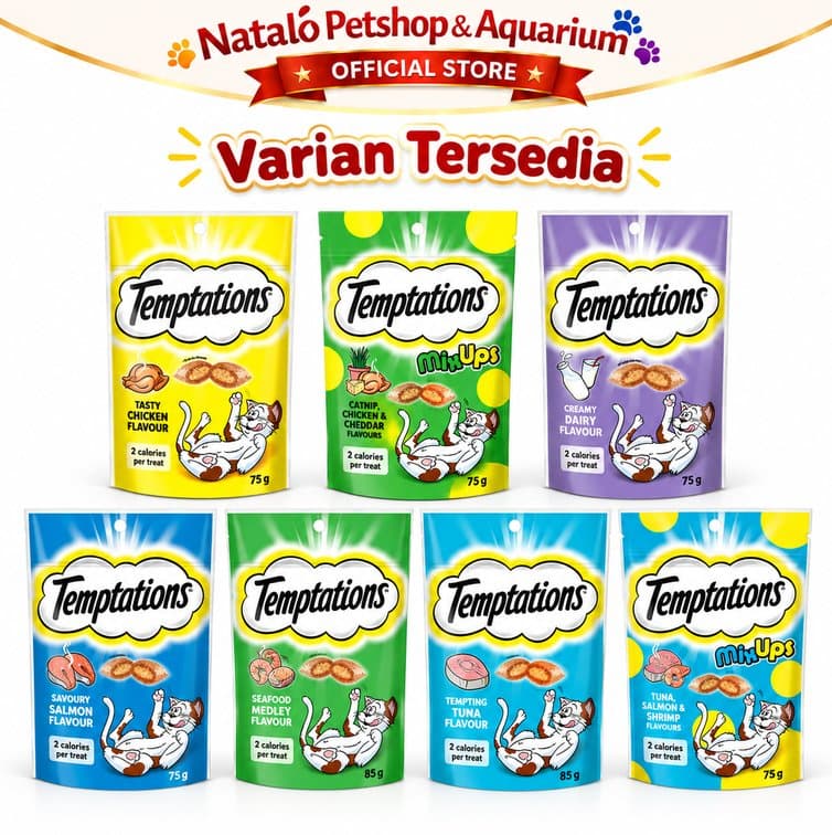 Temptations Cat Treat 75gr per Box Isi 12 Pcs Snack Kucing Crunchy Creamy Reward Treat Banyak Rasa - gambar 6