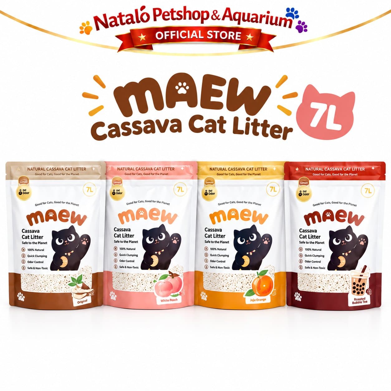 MAEW Cassava Clump Cat Litter 7LT - Pasir Kucing dari Singkong Murni Daya Serap Air Kuat - Bebas Debu 7 LT Casava Kasava Ubi Gumpal Serap Tinggi - gambar 6