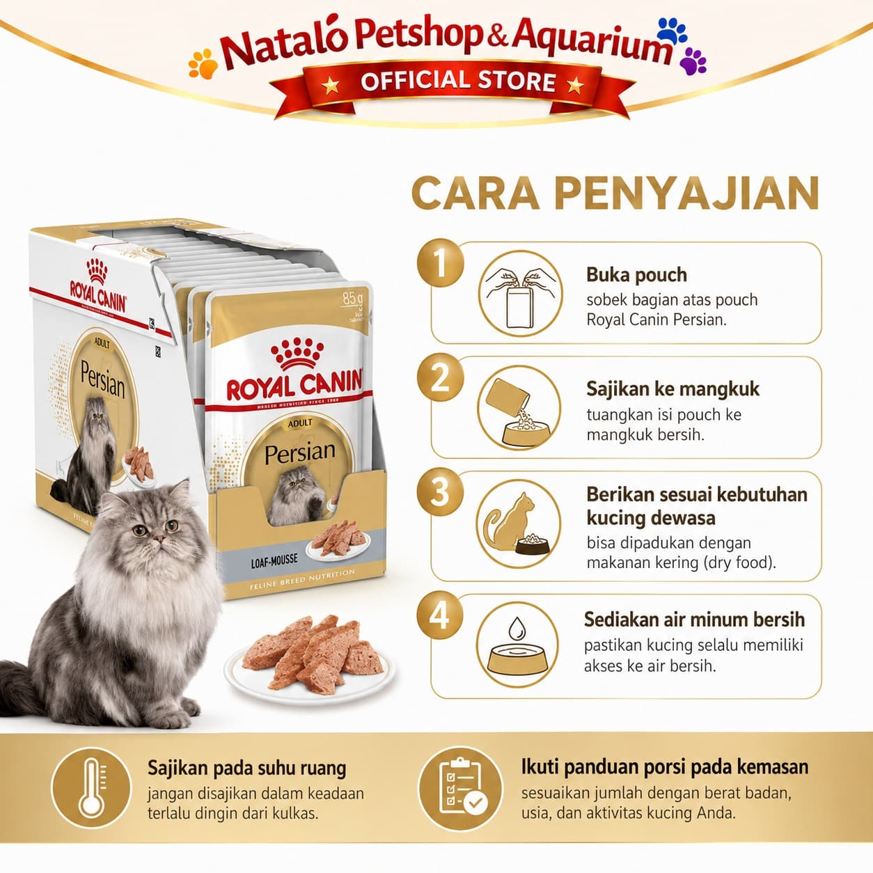 Royal Canin Adult Persian Pouch Wet Food 1 BOX isi (12pcs X 85gr) - Makanan Basah Saset Ras Persia - gambar 3