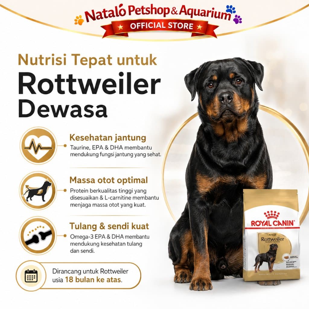 Royal Canin Rottweiler Adult 12KG - Makanan Anjing Dewasa Besar Ras Dry Large Dog Food - gambar 2