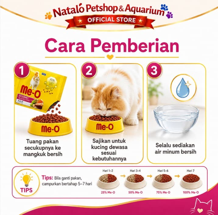 Me-O Adult Cat Food Gourmet 7KG - Makanan Kucing Dewasa Premium Meo 7 KG Kering Dry Food Pelet Pakan Rasa Ikan Meo Me o - gambar 3