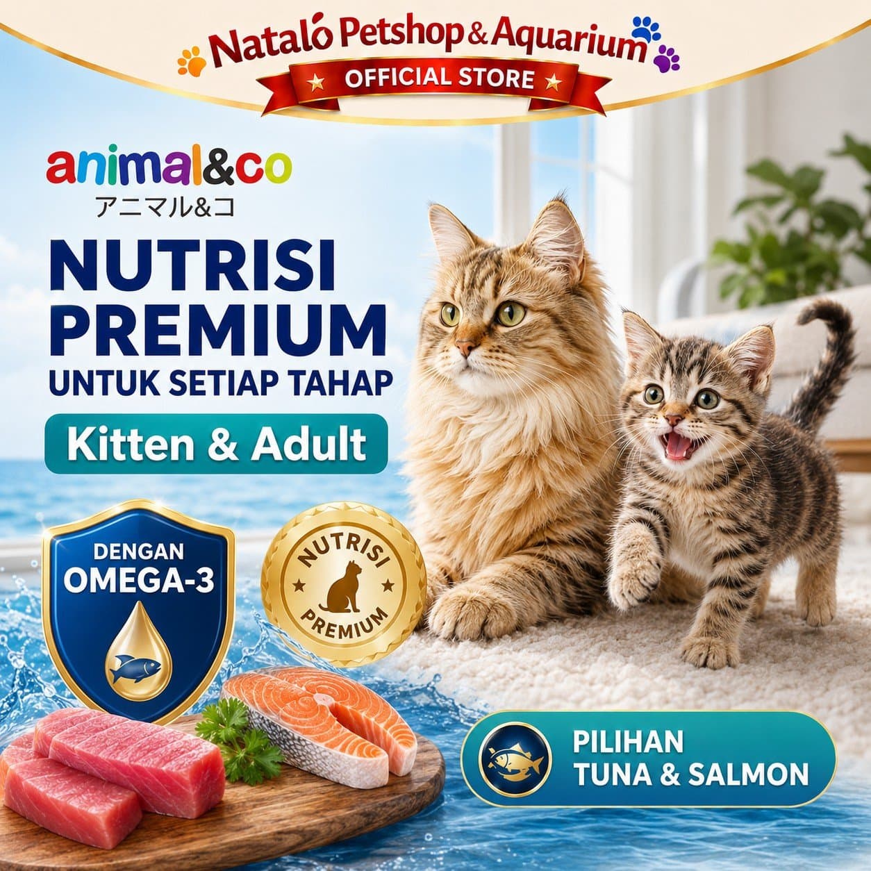 Animal&Co Kitten & Adult Dry Cat Food 20KG (800gr x 25pack) - Makanan Kering Kucing Anak Dewasa 20 KG - gambar 7