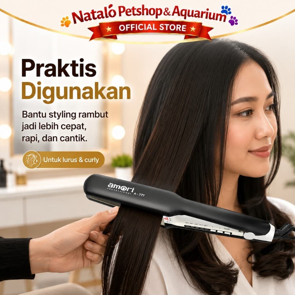AMORI A-777/A 777 - Catokan Rambut Plat Lebar / Pelurus Rambut Professional Curly Straightener - gambar 5