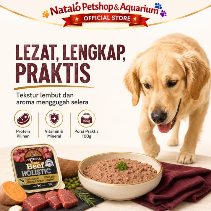 Petopia Holistic Tray 100Gr per DUS isi 24 PCS - Makanan Basah Anjing - Wet Dog Food Premium - gambar 3