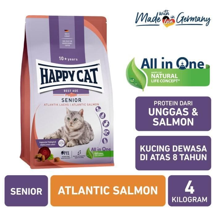Happy Cat Best Age Senior 10+ Years - Makanan Kering Super Premium untuk Kucing Tua Freshpack 4KG - gambar 1