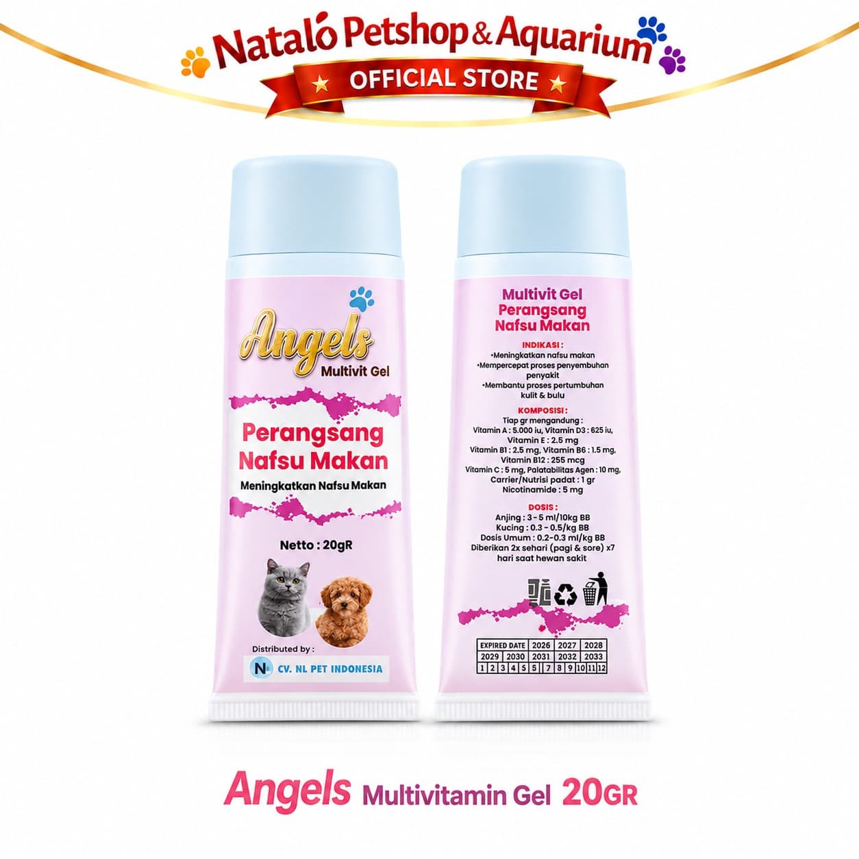 Angels Mulitivitamin Gel 20GR - Penambah Nafsu Makan - Penggemuk Badan / Perangsang Nafsu Makan Hewan Kucing Anjing Kelinci / Vitamin Odol Nutri Gel / Plus Vita / Baik untuk Kulit dan Bulu - gambar 6
