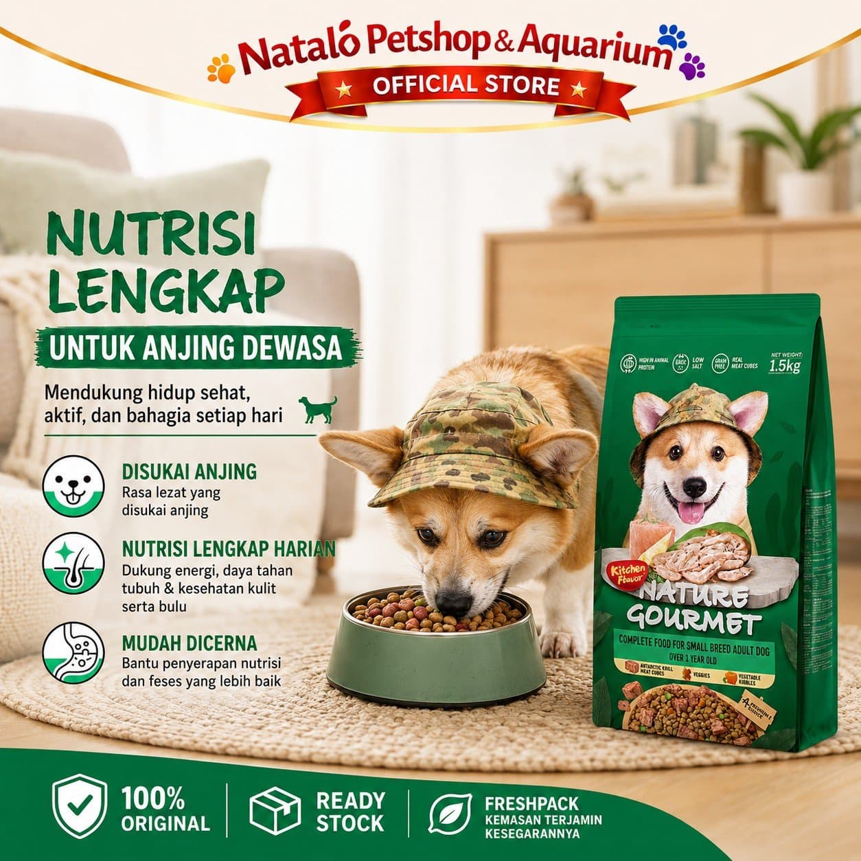Kitchen Flavor Nature Gourmet Complete Dog Food for Small Breed Adult 1.5KG - Makanan Kering Anjing Dewasa Ras Kecil Mini 1.5 KG - gambar 5