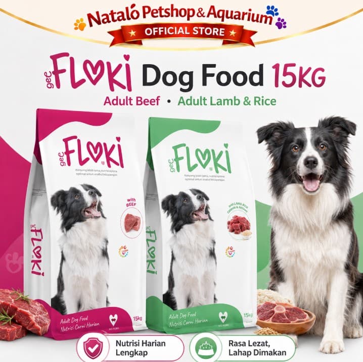 Floki Dog Food 15KG Adult Beef - Lamb and Rice Dry Premium Makanan Kering Anjing Dewasa