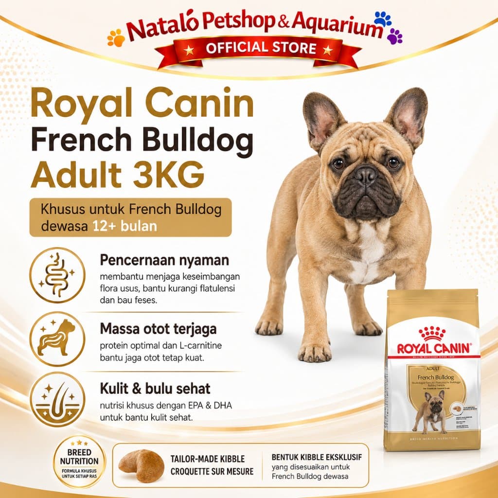 Royal Canin French Bulldog Adult 3KG Dry Dog Food - Makanan Anjing Ras Frenchie Dewasa 3 KG - gambar 2