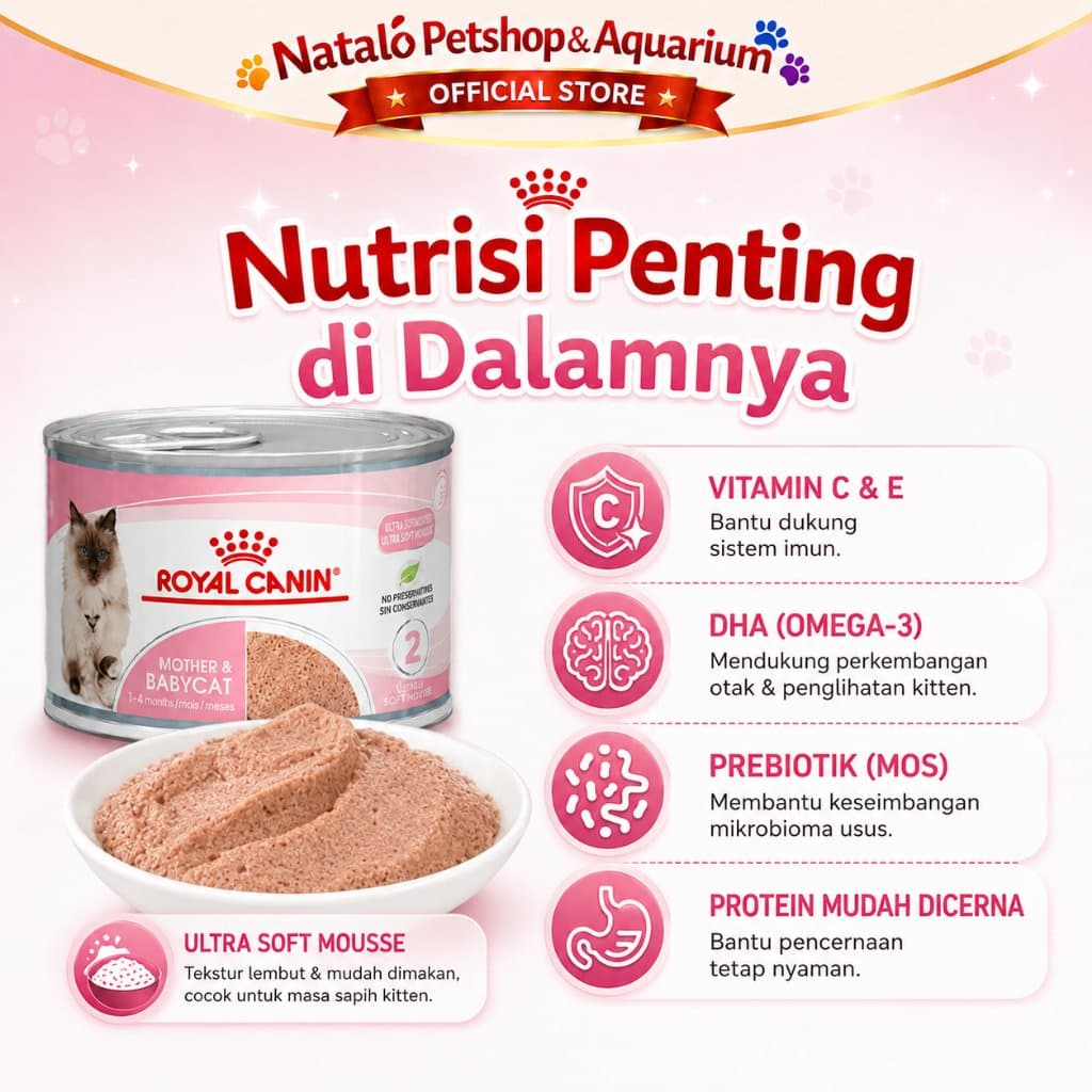 Royal Canin Mother & Babycat 195GR 1 Krat isi 12PCS Wet Baby Cat Food - Makanan Basah Ibu dan Anak Kucing - gambar 4