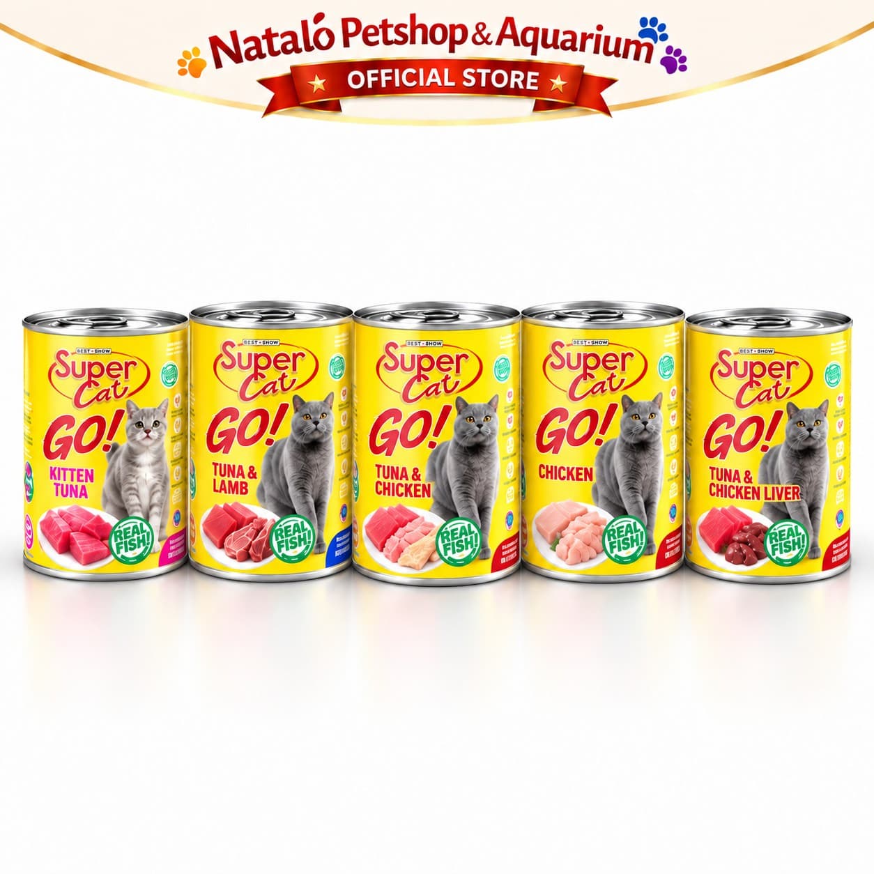 Super Cat GO! Kitten & Adult Wet Cat Food 1 DUS isi (24pcs x400gr) - Makanan Basah Kaleng Supercat GO Anak & Kucing Dewasa - gambar 6
