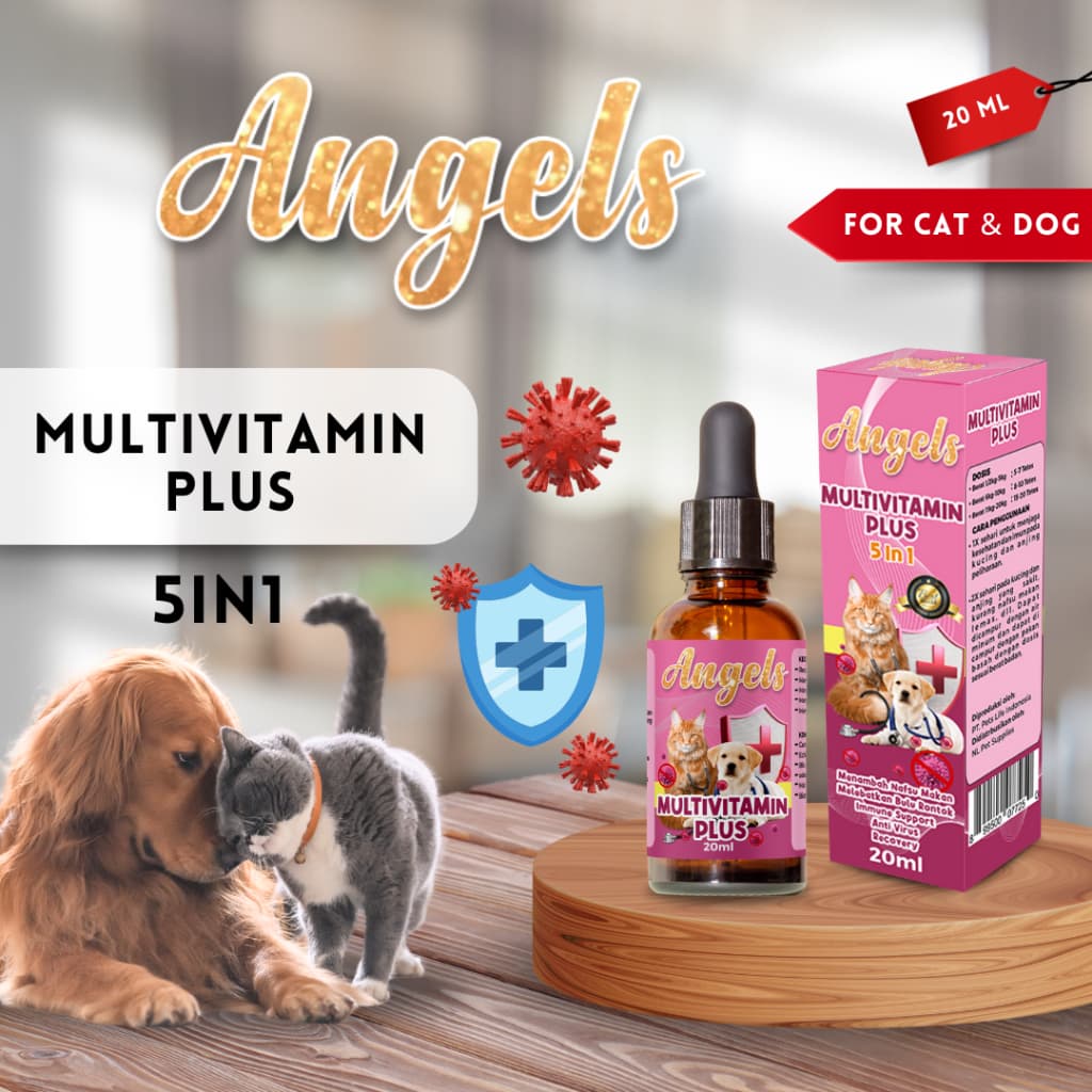 Angels Multivitamin Plus 5in1 - Vitamin Kucing Anjing 20ML nutri vita plus Cat Dog Vitamin Tetes Hewan - gambar 1
