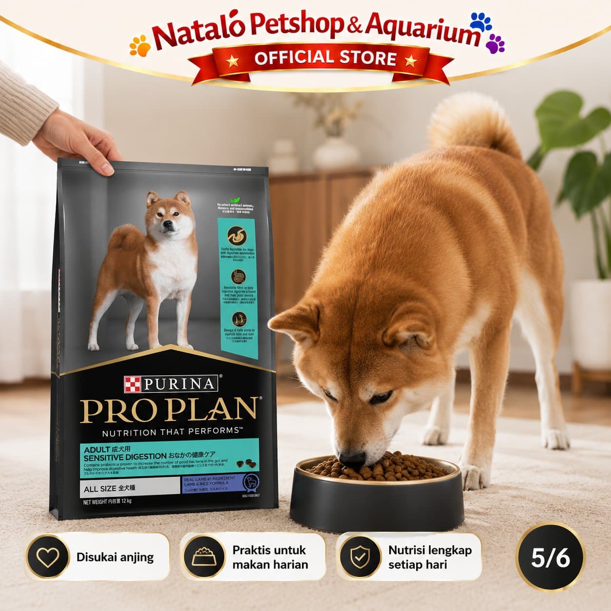 Pro Plan Dog Sensitive Digestion 12KG ( Lamb ) All Size - Makanan Anjing ProPlan Pencernaan Sensitif rasa Domba - gambar 5
