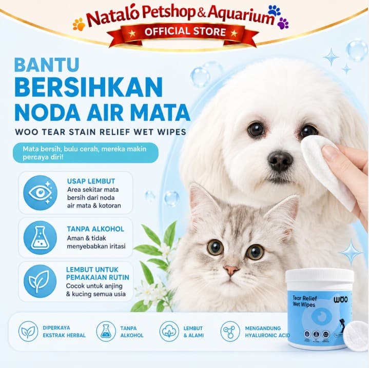 Woo Tear Stain Reflief Wet Wipes - Pembersih Mata Tanpa Alkohol dari Ekstrak Bahan Alami Herbal Cat & Dog 120 Lembar - gambar 6