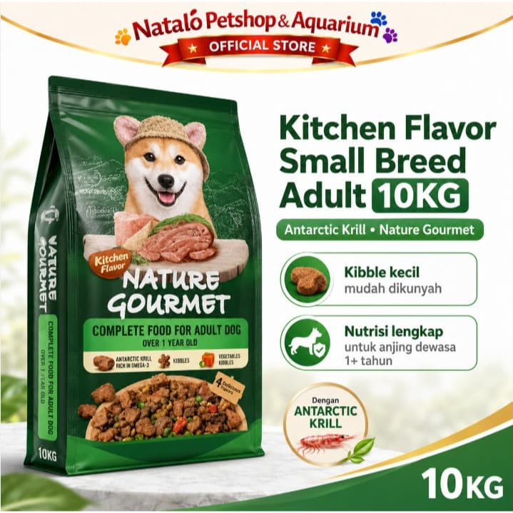 Kitchen Flavor Nature Gourmet Complete Dog Food for Small Breed Adult 10KG - Makanan Kering Anjing Dewasa Ras Kecil Mini 10 KG - gambar 1