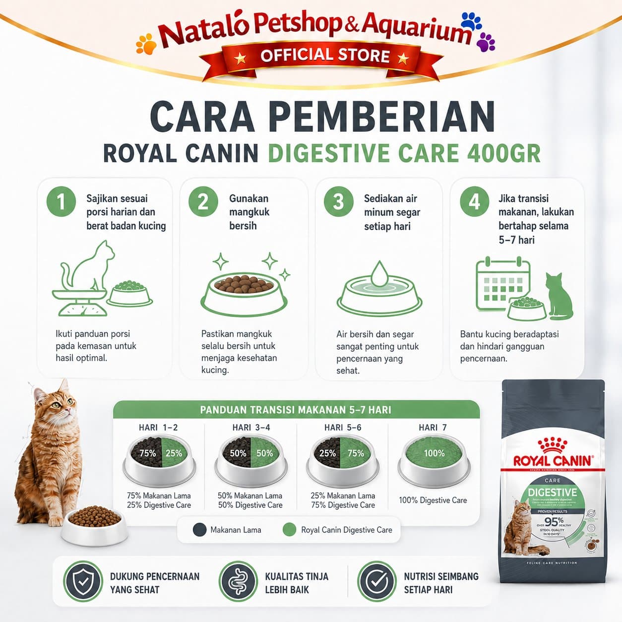 Royal Canin Digestive Care Dry Cat Food 400GR - Makanan Kucing Dewasa untuk Pencernaan 400 GR - gambar 3