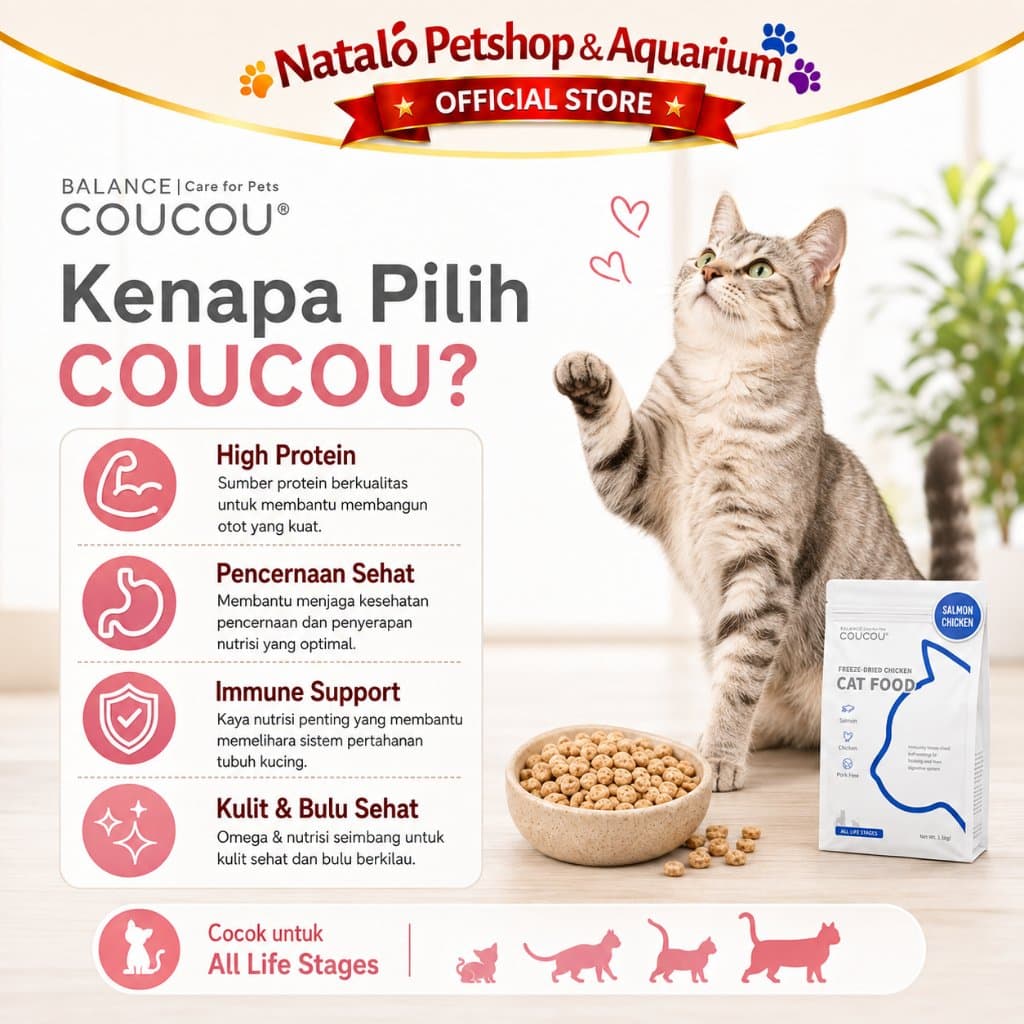 COUCOU Super Premium Cat Food for All Life Stages High Protein Freshpack 1.5 KG - Makanan Kering Kucing COU COU 1.5KG - gambar 2